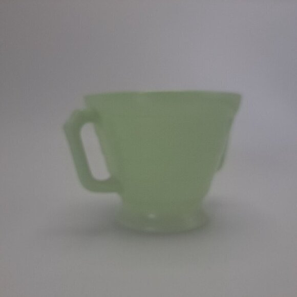 Hazel Atlas Moderntone Platonite Green Sugar Bowl Glass Double Handles - Picture 2 of 10